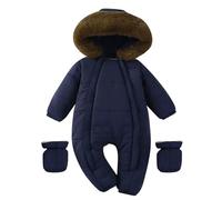Combinaison d'hiver Chaude pour bébé garçon 0 à 24 Mois avec Capuche et col intégrale vêtement Neige Confortable (Navy, 12-24 Months)