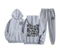 Combinaison d'intérieur pour femme - Fu Qr Code Fuck-You - Sweat à capuche amusant avec capuche et pantalon de jogging - T-shirt de message humoristique tendance Y2K - Survêtement pour adolescentes et