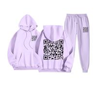 Combinaison d'intérieur pour femme - Funny Fu Qr Code Fuck-You - Sweat à capuche amusant avec capuche et pantalon de jogging - T-shirt Funky Trend Y2K - Survêtement pour adolescentes et filles - Qr