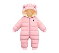 Combinaison Doudoune Bebe Garcon Chaud Polaire Doublé Body Jumpsuit avec Gants Couleur Unie Étanche 0-12 Mois Nouveau-Né Déguisement Hoodie