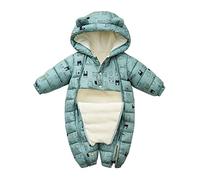 Combinaison Doudoune Bebe Garcon Polaire Manches Longues De Ski Hiver Doublé Barboteuse Veste Rembourré Couleur Unie Étanche Col De Fourrure avec Gants Coupe-Vent Nouveau-Né Ensemble