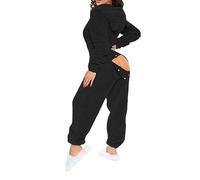 Combinaison douillette pour femme avec rabat au niveau des fesses - Combinaison avec oreilles, entrejambe ouvert, body sexy en polaire - Pyjama une pièce moelleux - Pyjama en peluche - Combinaison