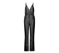 Combinaison élégante à paillettes pour femme - Noir - Combinaison étroite brillante - Salopette moelleuse - Pour boîte de nuit - Festival - Élégante et sexy - Jambes larges - Une pièce - Confortable,