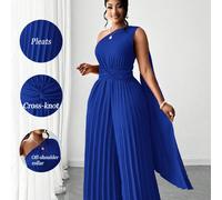 Combinaison élégante à plis asymétriques et à une épaule pour femmes grandes tailles, polyvalente, nouvelle tenue pour les fêtes, les mariages et les concerts au printemps/été 0XL,1XL,2XL,3XL,4XLUnico
