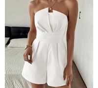 Combinaison élégante de couleur unie pour femmes, convenant pour le shopping quotidien, le thé de l'après-midi, les petites fêtes et autres occasions, blanc d'été L,M,S,XL,XS,XXLPlantesTissu tissé