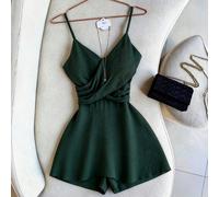 Combinaison élégante et polyvalente pour femme, style île, mode française, design multicouche, taille marquée, bretelles, pour le printemps et l'été L,M,S,XLUnicoloreTissu tissé