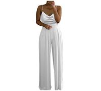 Combinaison élégante pour femme, cérémonie, jumpsuit Curvy d'été, complète, sexy, longue à jambe, longue, couleur unie, col en V, pantalon monobloc, barboteuses, push-up, taille haute Playsuit
