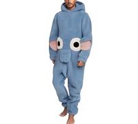 Combinaison éléphant homme confortable douce doublée pyjama drôle éléphants teddy polaire combinaison intégrale ensemble homme couple combinaison hiver peluche chaud vêtement d'intérieur, O bleu clair