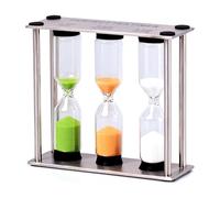 Combinaison en acier inoxydable 304 - 3,4,5 minutes - Minuterie - Mini sablier - Ornements de bureau - Artisanat - Minuterie en verre