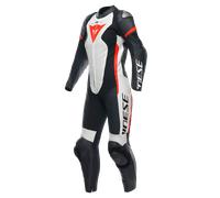 Combinaison en cuir Femme Dainese GROBNIK 1PC perforé Noir/Blanc/Rouge Fluo