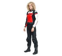 Dainese Mirage Costume en cuir de moto deux pièces pour dames, noir-blanc-rouge, taille 48 pour femmes