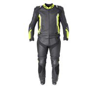 GMS GR-1 Combinaison en cuir de moto deux pièces, noir-blanc-jaune, taille 52 pour homme