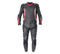 GMS GR-1 Combinaison en cuir de moto deux pièces, noir-blanc-rouge, taille 52 pour homme