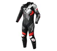 Macna Ignite Combinaison en cuir de moto une pièce perforée, noir-blanc-rouge, taille 50 pour homme