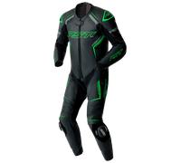 RST Moto – Combinaison cuir moto RST S1 D3O – une pièce perforée – Noir/néon-vert – 56
