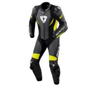 REV'IT! Combinaison moto cuir une pièce Control – Noir/Jaune – Taille 54 Homme