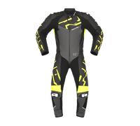 Richa Stradale GP Combinaison moto une pièce en cuir, noir-gris-jaune, taille 46 pour homme