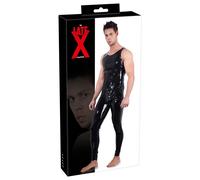 Combinaison En Latex Ajustée Avec Zip Entre Les Jambes En Noir Brillant.