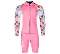 Combinaison en néoprène pour enfant - 2,5 mm - Maillot de bain une pièce avec veste à manches longues et short - Protection UV UPF 50+ - Rétention de la chaleur - Élastique - Pour la natation, la