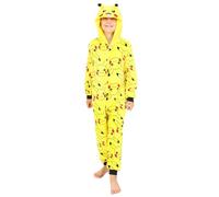 Combinaison en polaire Pokémon Pikachu pour garçons et filles, tout en un pour enfants, jaune, 11-12 ans