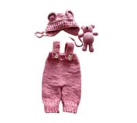 Combinaison en tricot pour nouveau-né - Oreilles d'ours - Pour photographie de bébé - Accessoires de pose - Poupée - Tenue photo pour bébé