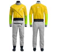 Combinaison étanche Pour Homme Avec Fermeture éClair Frontale,Combinaison De Kayak 3 Couches ImperméAble Et Respirante Avec Latex Au Cou Et Aux Poignets,Pour Le Surf,Le Kayak,Le Rafting,Yellow-XL