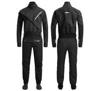 Combinaison étanche Pour Homme Avec Fermeture éClair Frontale,Combinaison De Kayak 3 Couches ImperméAble Et Respirante Avec Latex Au Cou Et Aux Poignets,Pour Le Surf,Le Kayak,Le Rafting,Black-S