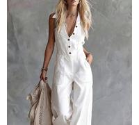 Combinaison femme à la mode sexy style doux pur désir avec col décoré et boutons, chic, ambiance de niche, mode vacances décontractée polyvalente printemps été, combinaison femme printemps été, combin