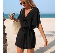 Combinaison femme à manches chauve-souris col V avec shorts, élégante et modeste couvre-plage L,M,S,XLUnicoloreÉtoffe