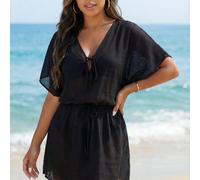 Combinaison femme à manches chauve-souris col V avec shorts, élégante et modeste couvre-plage L,M,S,XLUnicoloreÉtoffe