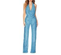 Combinaison Femme à Sequins Couleur Unie San Manches BandoulièRe Unique Slim Pantalon Jumpsuit Barboteuse Combinaison Chic Combishort Ample Et Respirante Spectacle De SoiréE Dansante Chic