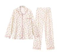 Combinaison Femme,Automne Hiver Mode Boucle Vêtements Confortables Grande Taille Ample Manches Longues Revers Femmes Robe De Maman Chemise Pantalon Pyjama Loose Set,Bleu,L