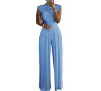 Combinaison Femme Chic pour Soirée Chic Et Élégant Couleur Unie Combinaisons sans Manches Grande Taille Jumpsuit Ample Basique Overall Jambe Large Longue Salopette Légèr Respirant Rompers