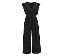 Combinaison Femme Chic pour Soirée Été Col V Jumpsuits Pantalon Une Pièce Élégant Combi Pantalon Longue Soiree Rompers Taille Haute Playsuit Combinaison Pantalon Femme