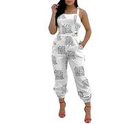 Combinaison Femme, Combinaisons Femme Décontracté été Imprimé Rétro à Imprimé Floral Réglable Bohemia Combinaison Une Pièce Vintage Jumpsuit Ample Taille Haute Combinaison Loose Casual Combishort Rom