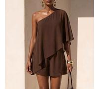 Combinaison femme d'été nouvelle, décontractée et élégante, avec cape poncho à une épaule, pour le travail, les fêtes, les vacances et la plage, convient pour le port quotidien, les vacances, les voya