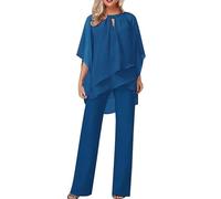 Combinaison Femme Élégante pour Cérémonie 2 Pièces Complète avec Pantalon à Jambe Large Mode Robe Décontractée Ensembles sans Manches Couleur Unie Set Complet Sexy Playsuit Chic pour Mariages et Fêtes