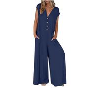 Combinaison Femme Ete Fluide Chic Sarouel Ample Grande Taille Salopettes à Bretelles à L'Entrejambe à Jambes Larges Loose Pantalon Large Chic Sarouel Baggy Jumpsuit Combishort De Plage Pas Cher