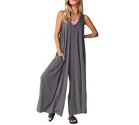 Combinaison Femme Ete Fluide Chic Sarouel Ample Grande Taille Salopettes à Bretelles à L'Entrejambe à Jambes Larges Loose Pantalon Large Chic Sarouel Baggy Jumpsuit Combishort De Plage Pas Cher