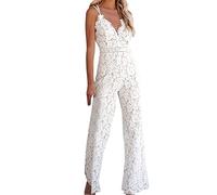 Combinaison Femme Festive Mariage Dentelle : Combinaisons pour Femmes Sexy Salopette Creuse Une Pièce Spaghetti Strap Combishort Col en V Combinaison Combinaison Été Courbure Combishorts/Pantalons de