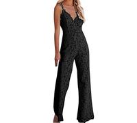 Combinaison Femme Festive Mariage Dentelle : Combinaisons pour Femmes Sexy Salopette Creuse Une Pièce Spaghetti Strap Combishort Col en V Combinaison Combinaison Été Courbure Combishorts/Pantalons de