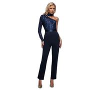 Combinaison femme Goddiva One Shoulder Sequin Bleu 42