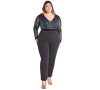 Combinaison femme Goddiva Sequin & Mesh Vert 54