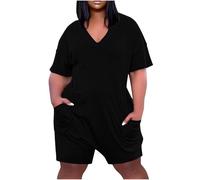 Combinaison Femme Grande Taille Solde Décontractée Salopette Short Couleur Unie Chic Élégant Salopettes Short Jumpsuit Ample et Respirant Combishort Chic pour Soirée Short de Plage Rompers Playsuit