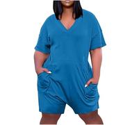 Combinaison Femme Grande Taille Solde Décontractée Salopette Short Couleur Unie Chic Élégant Salopettes Short Jumpsuit Ample et Respirant Combishort Chic pour Soirée Short de Plage Rompers Playsuit