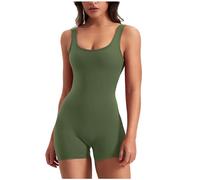 Combinaison Femme Jumpsuit Ensemble Sport Yoga sans Manches Bodysuit Sexy à Col V Combinaison Une Pièces Bustiers Femme Vêtement de Sport Yoga Fitness Short Mode Combishort Chic et Elegant
