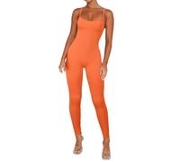 Combinaison Femme Moulante, Combinaison de Sport Femme Sexy sans Manches Une Pièce avec Bretelles Spaghetti Combishort pour Fitness de Yoga Élastique Décontractés Mode Chic Confortable Jumpsuit