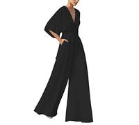 Combinaison Femme Robe De Ceremonie Jumpsuit Tenue Pour Mariage Invité Ensemble Chic Tailleur Pantalon Vetement Invitée Et Elegant Grande Taille Combinaisons Combishorts Fourreau,A-Le noir,XXL