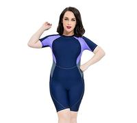 Combinaison Femme Taille Plus 4XL-6XL Combinaisons Shorty Plongée sous-Marine Surf Combinaisons de Plongée Canoë Kayak Combinaisons Maillot de Bain Une Pièce Sports Nautiques Combinaison,Blue,5XL