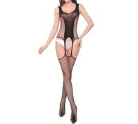 Combinaison Filet Femme Ouverte à l'Entrejambe Bodystocking Résille Une Pièce Tenue Sexy Érotique Soirée Rave